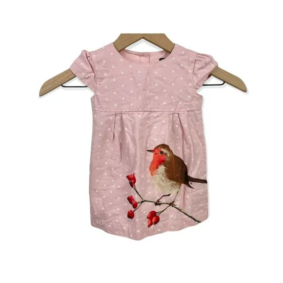 GAP | Dresses | Baby Gap Girls Pink Bird Robin Polka Dot Short Sleeved  Lined Dress 218 Months | Poshmark
